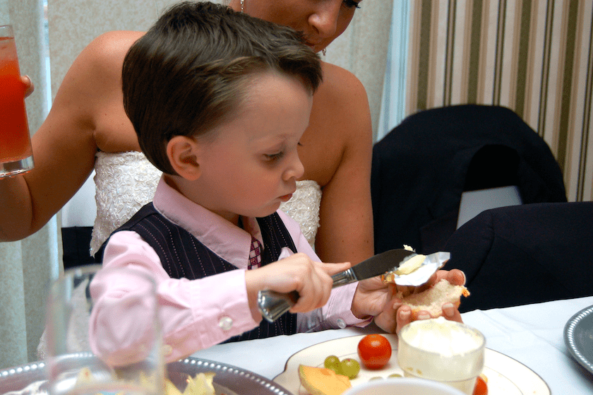 ring bearer at dinner