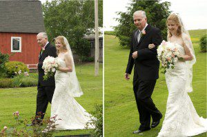 dad walks bride down the aisle at farm