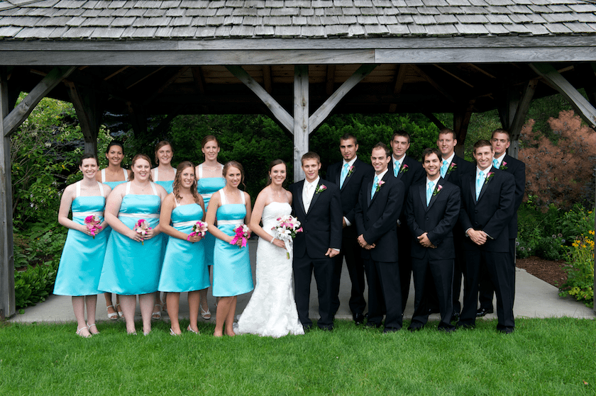 Maine bridal party at UMaine garden