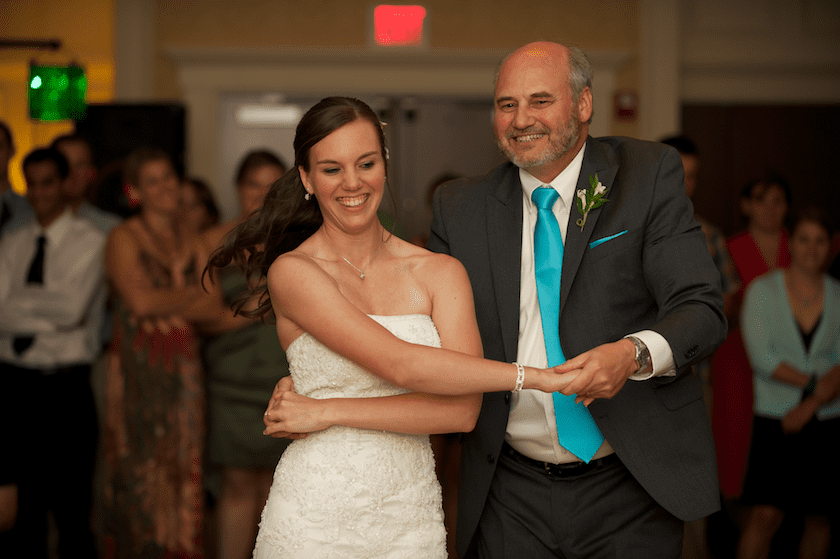father daughter dance at Maine wedding reception