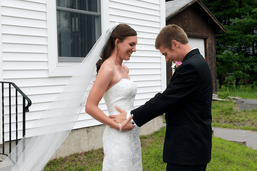 groom reacts to bride