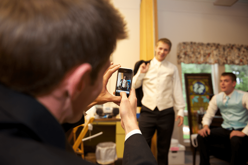 Maine groom gets picture taken with iPhone