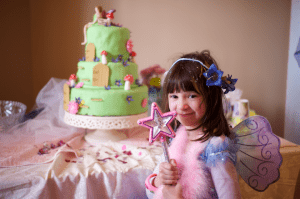 fairy themed birthday party with fairy cake
