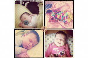 sleeping and smiling baby