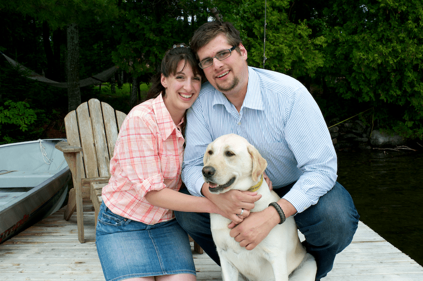 on the dock with the dog