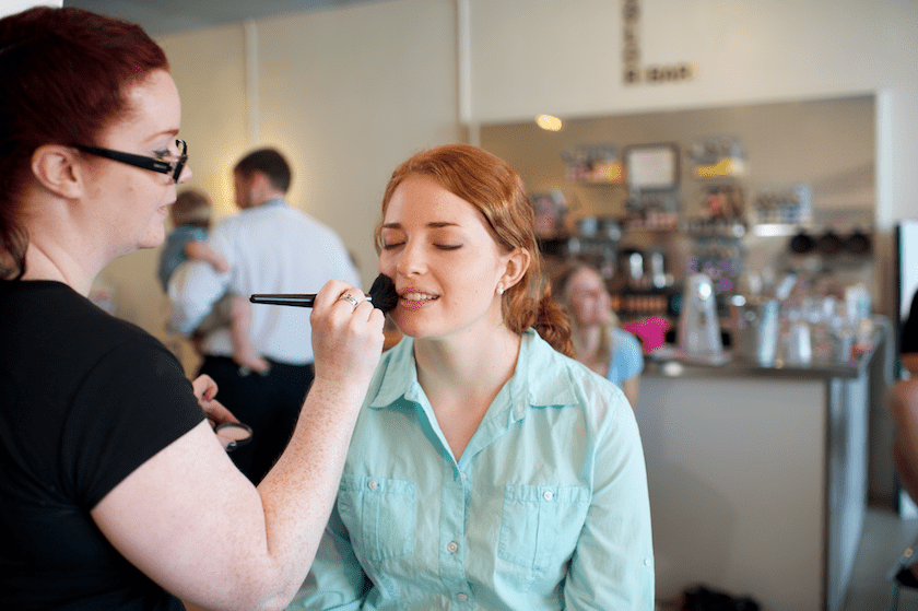 Maine bride gets make-up done