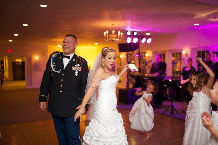 bride and groom dancing Real Maine Wedding of the Year winners in Freeport Maine