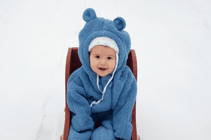 baby in the snow Maine baby photographer