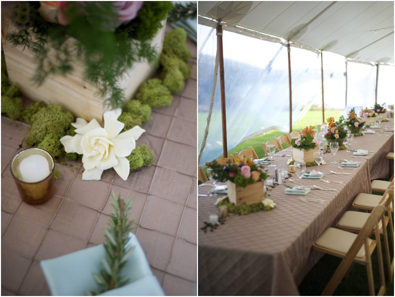 gardenia centerpieces and head table