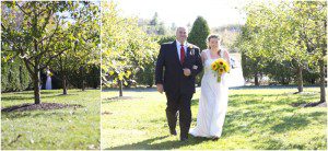 bride walking down the aisle with her father