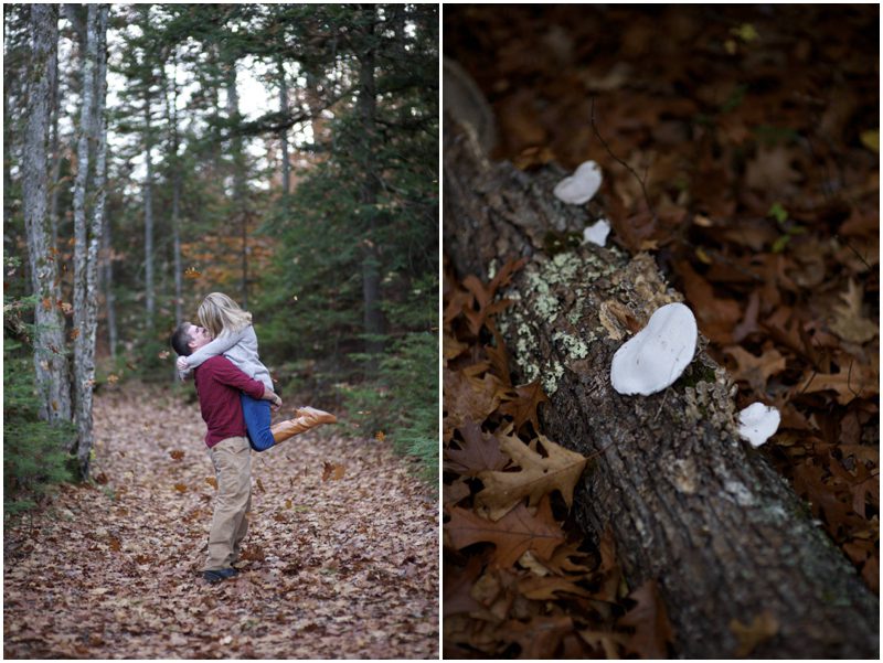 engagement photos in the Maine woods