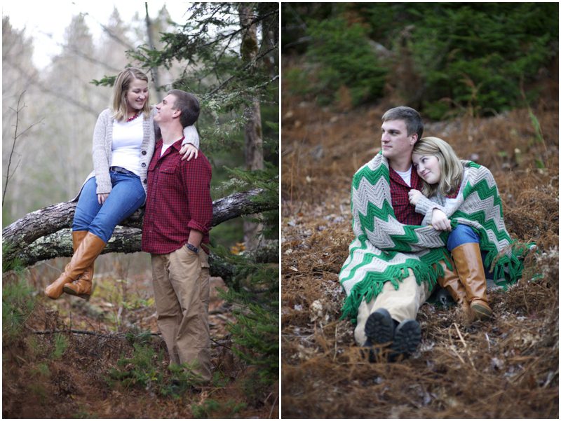 engagement photos in the Maine woods