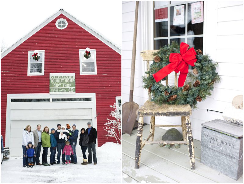 red barn winter family photos in Maine by Anne Schmidt Photography