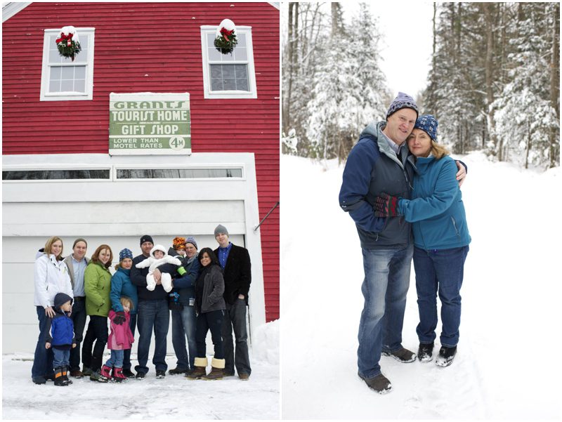 red barn winter family photos in Maine by Anne Schmidt Photography