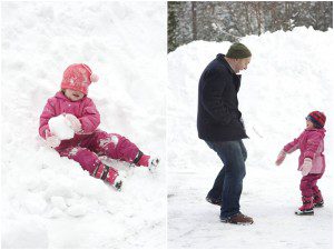 making snow balls for winter photos