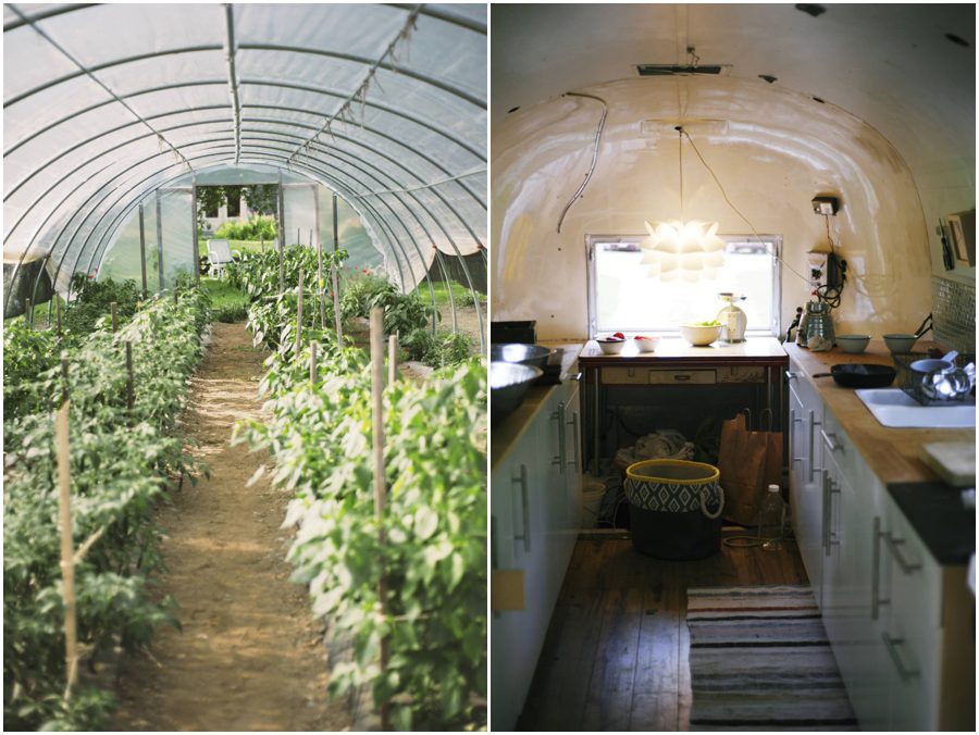 pepper greenhouse and renovated airstream