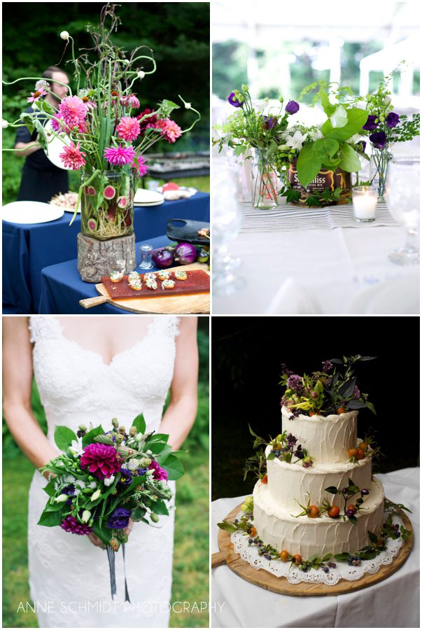 wedding bouquets with blackberries and dahlias 