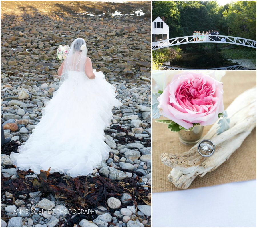 Maine wedding with driftwood and roses