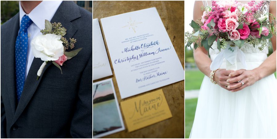 pink and gold wedding in Bar Harbor Maine