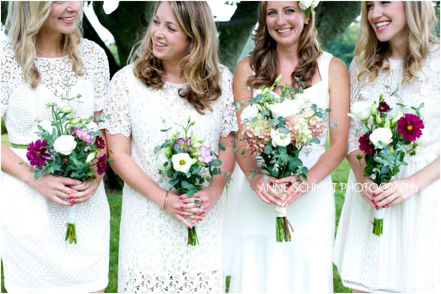 bridesmaids in lace dresses